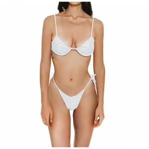 NEW GIGIZARA anomia bow bikini top versatile bow design & gold hardware in white